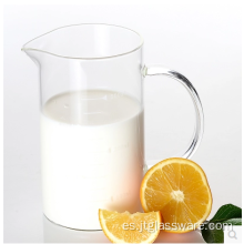 Taza de beber de medición de vidrio transparente con mango de 350 ml